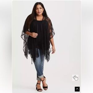 Torrid Black Lace Ruana Kimono Duster